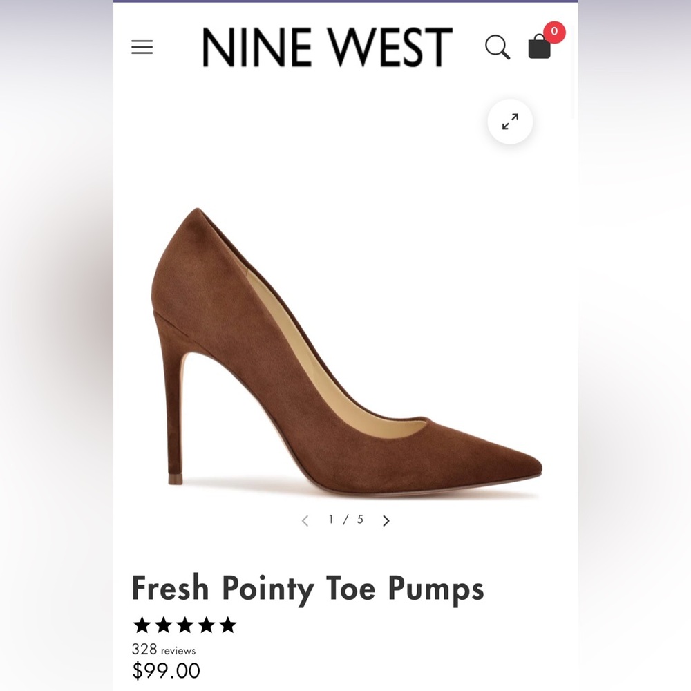 NINE WEST - medium brown suede leather heel - Picture 2 of 3